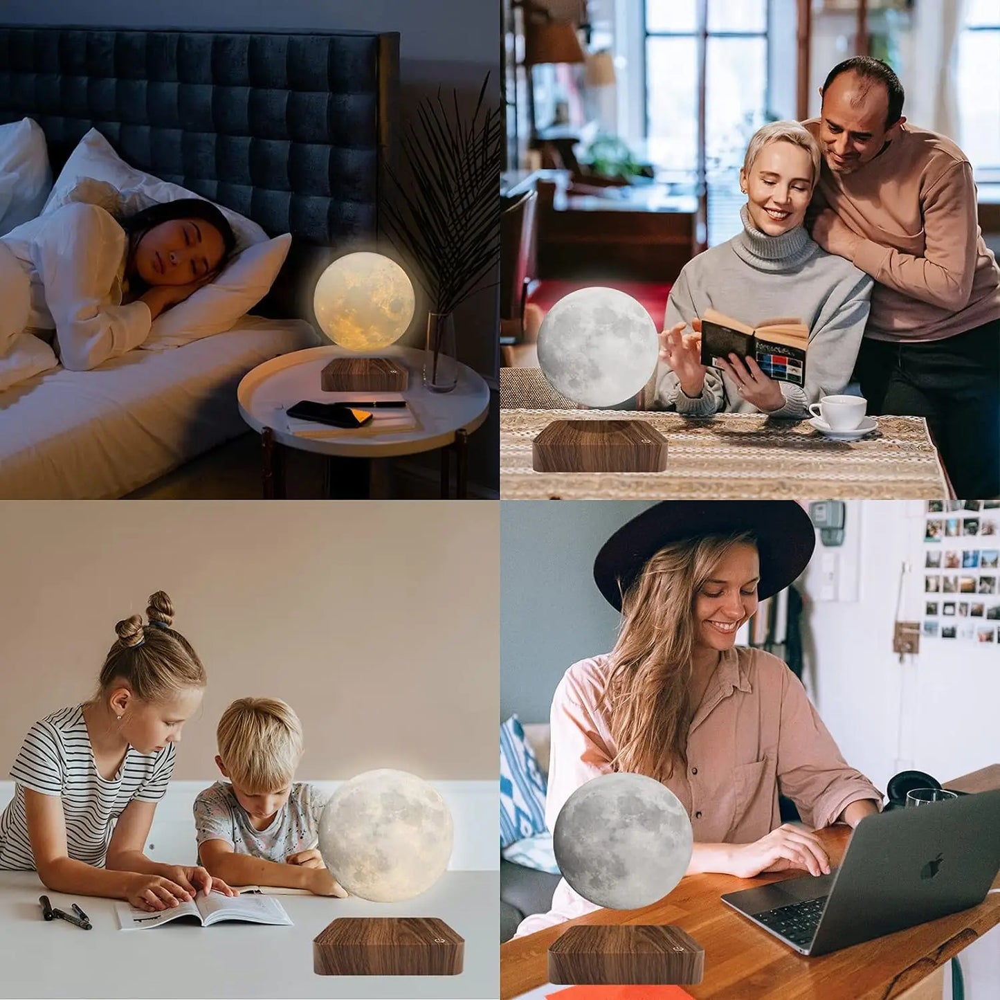 16 Colors Adjustable Brightness Levitating Moon Lamp with Remote Control