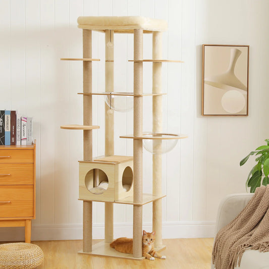 Multi-Level Cat Tree with Hammock & Top Perch – Indoor Cat Tower with Scratching Posts and Cozy Condo