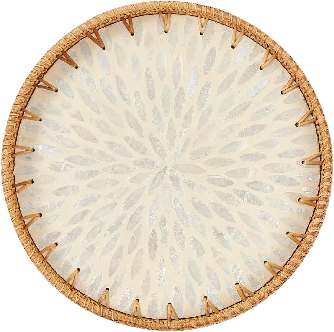 Coastal Pearl Rattan Serving Tray