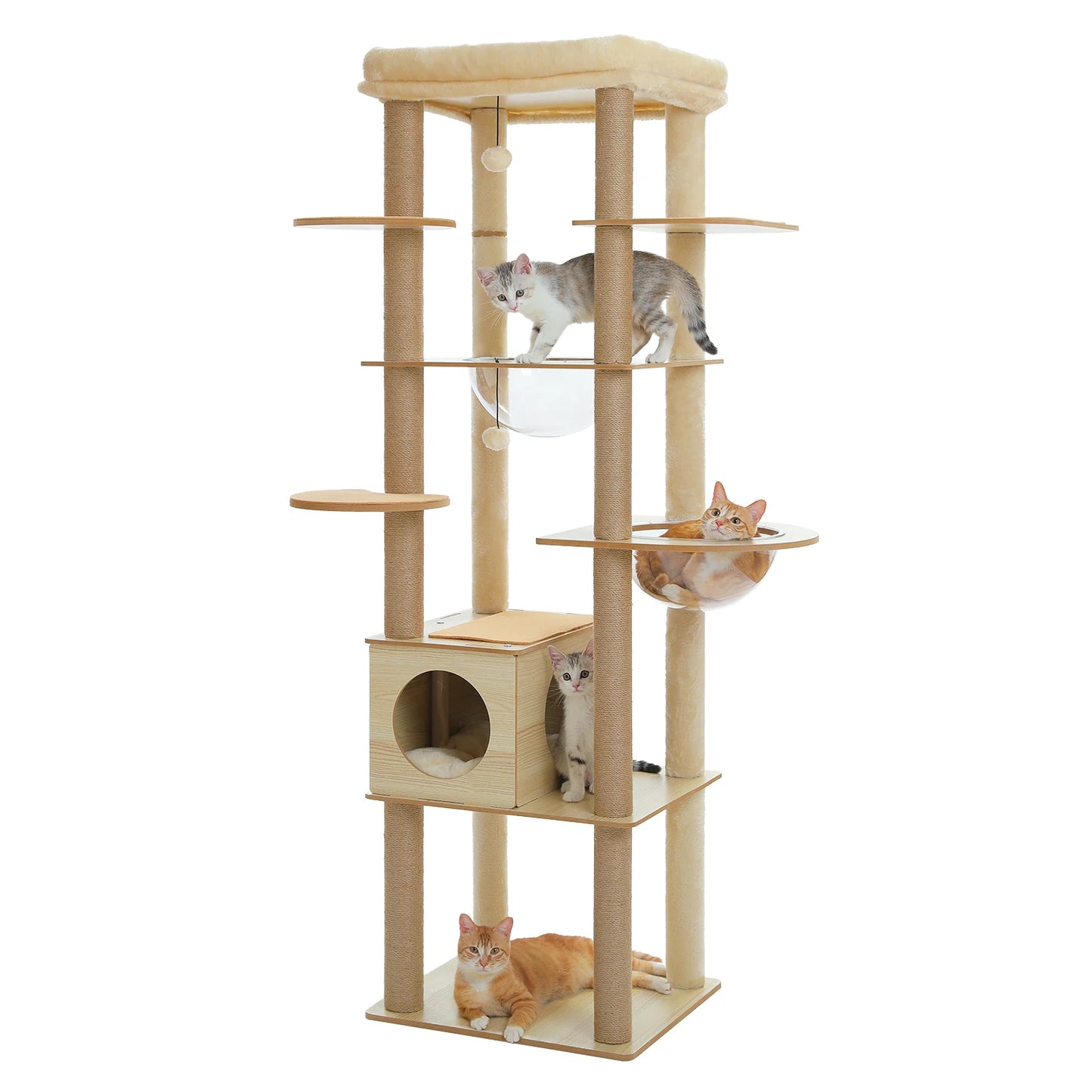 Multi-Level Cat Tree with Hammock & Top Perch – Indoor Cat Tower with Scratching Posts and Cozy Condo