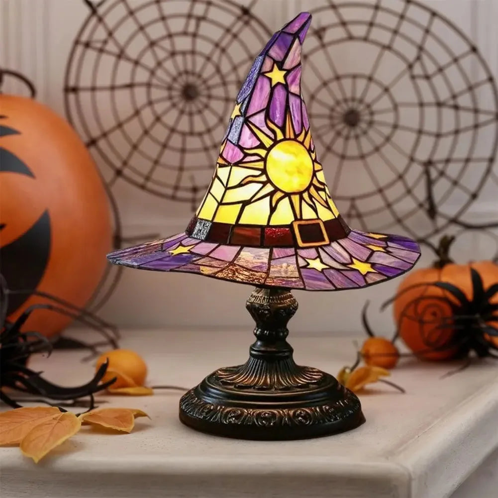 Autumn Witch Lamp Stained Glass