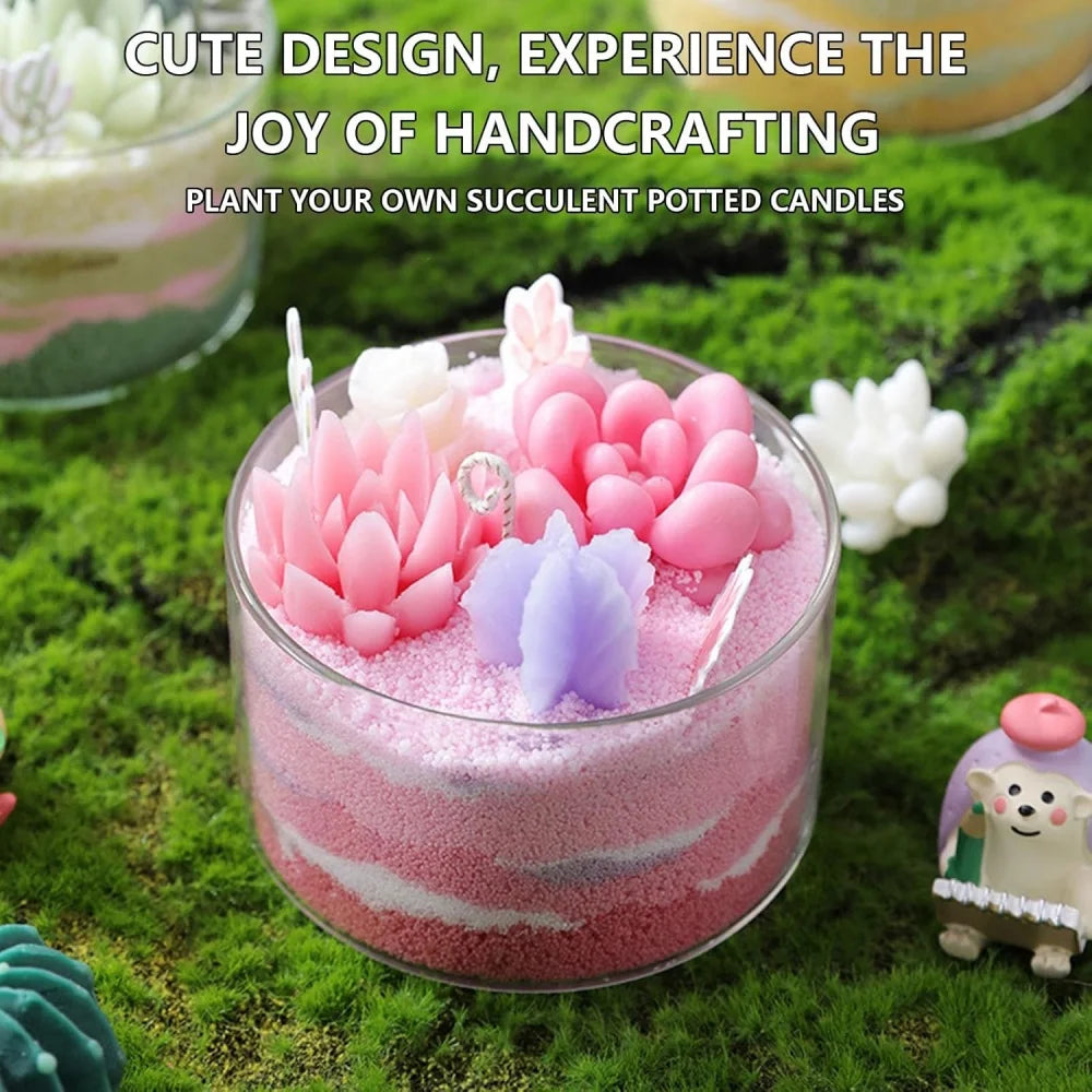 Candle Kit–Succulents DIY Handmade Scented Candles Can Used To Make Candles Scented–Great For Beginner,Child Christmas Gifts