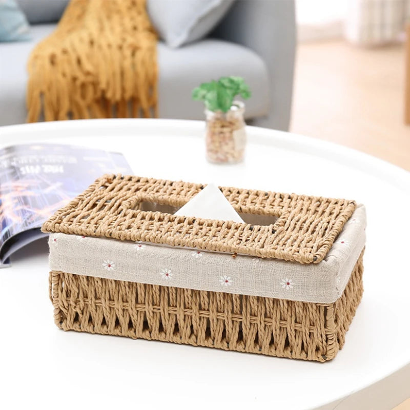 Island Weave Rattan Tissue Box Cover