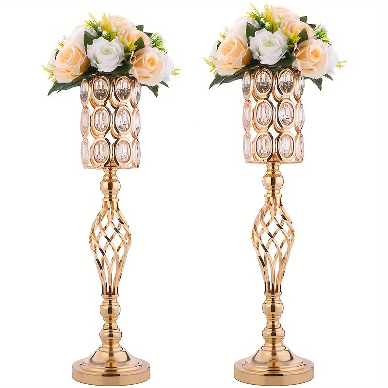 2/10 Piece Set 24in Gold Versatile Tall Flower Holders Centerpiece Flower Stands