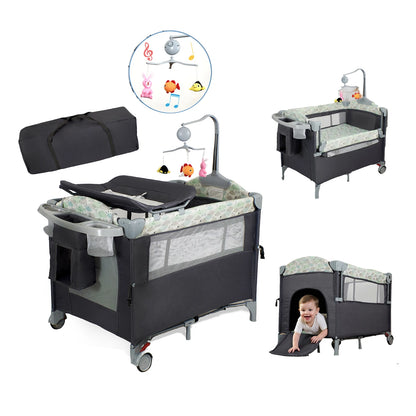 Folding Pack and Play Bassinet – Portable Baby Play yard with Travel-Friendly Design and Easy Setup