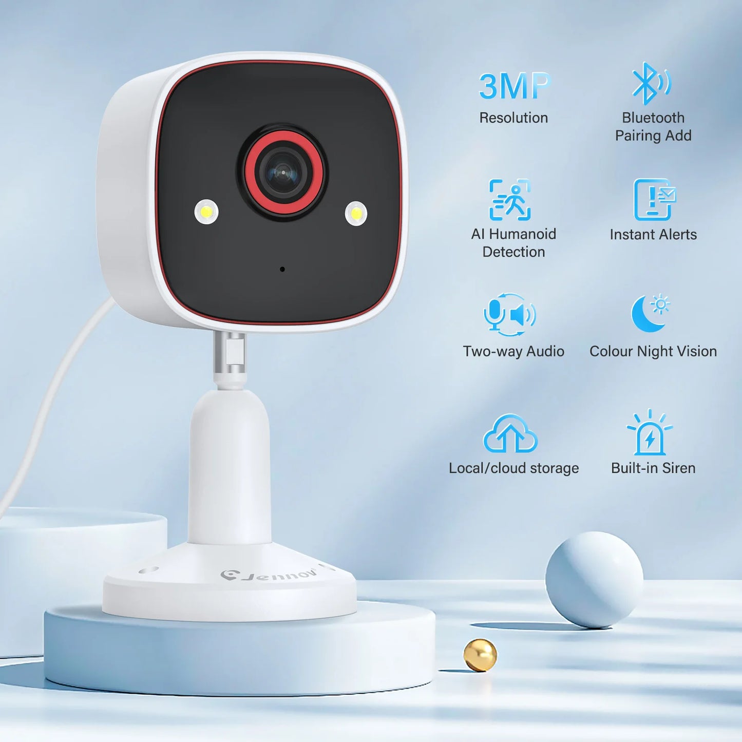 Indoor Outdoor Security Camera 2K HD Wireless