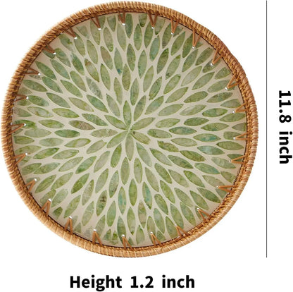 Coastal Pearl Rattan Serving Tray