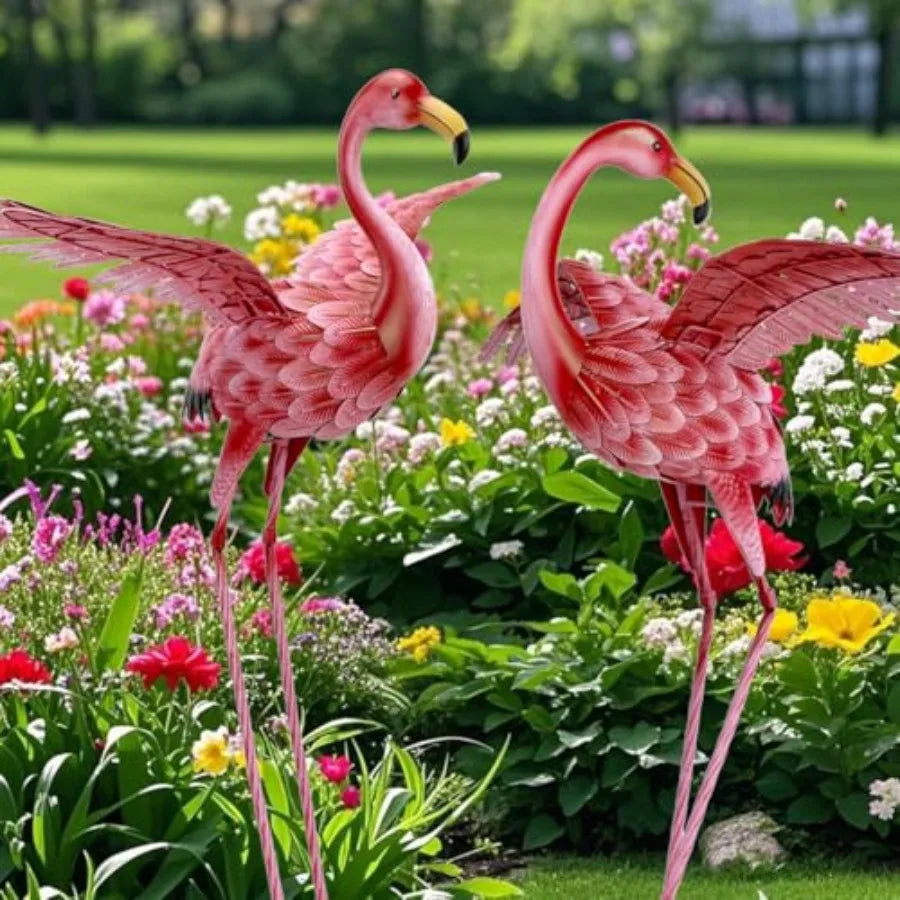 Metal Flamingo Yard Decorations – Outdoor Lawn Sculptures for Garden, Patio & Backyard Decor