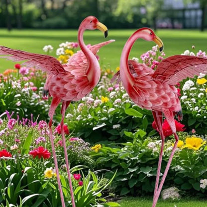 Metal Flamingo Yard Decorations – Outdoor Lawn Sculptures for Garden, Patio & Backyard Decor
