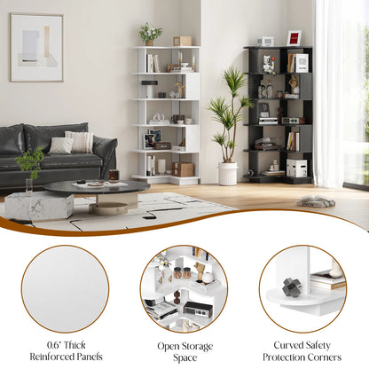 Space Saving Corner Bookshelf – Multi Tier Storage Shelf for Living Room, Bedroom or Home Office