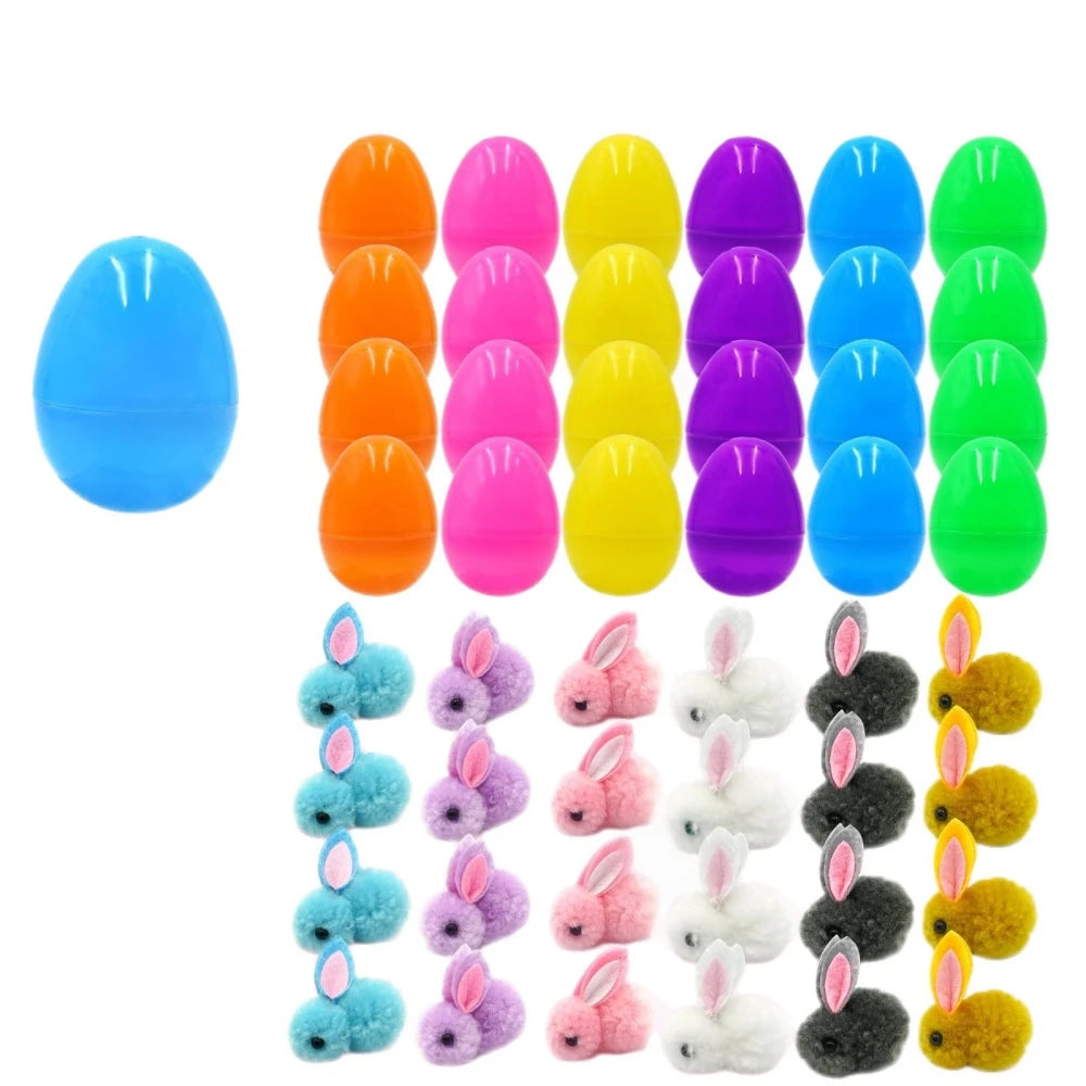 24 Pack Easter Eggs Fillers with Bunny Plush