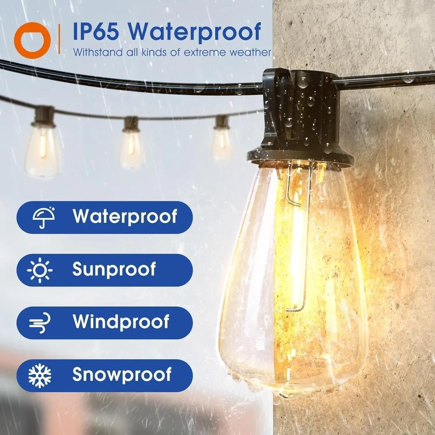 150FT LED Outdoor String Lights Waterproof Dimmable