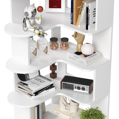 Space Saving Corner Bookshelf – Multi Tier Storage Shelf for Living Room, Bedroom or Home Office