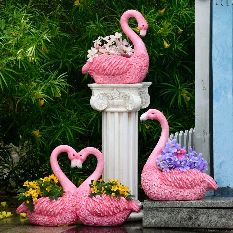 Paradise Flamingo Garden Planter