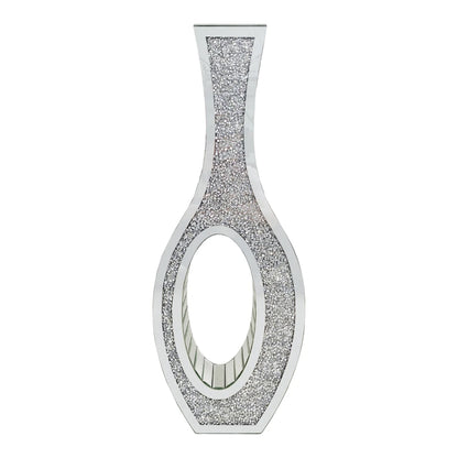 Tall Silver Mirrored Floor Vase – Crystal Crushed Diamond Decorative Glass Vase for Living Room or Entryway