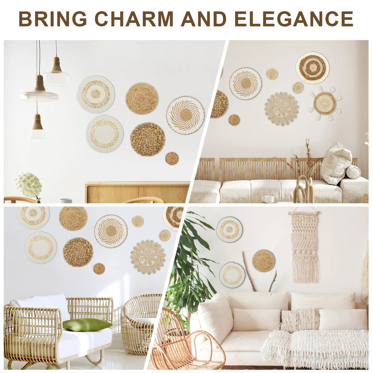 Seabreeze Natural Woven Wall Basket Collection – 11 Piece Set