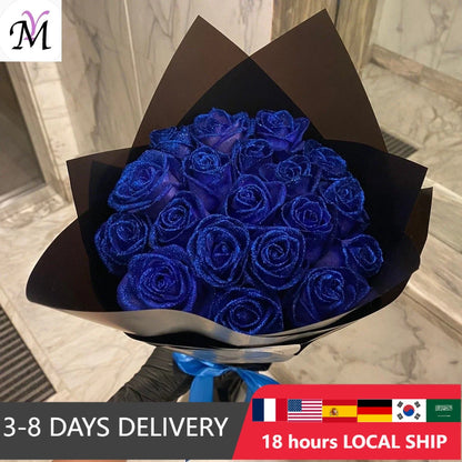 30/50 pcs Glitter Artificial Rose Bouquet