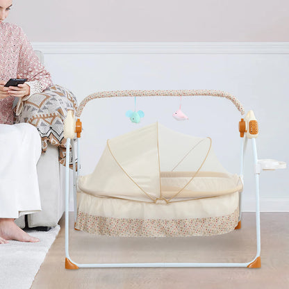 Electric Baby Cradle Bassinet – Foldable Adjustable Bedside Sleeper with Automatic Rocking and Portable Design
