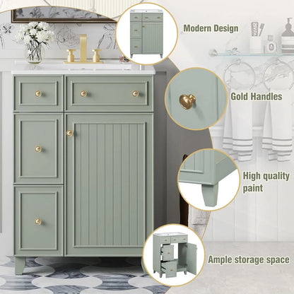 24" Floating Bathroom Vanity with Undermount Sink – Modern Soft-Close Wall Mount Cabinet with Storage