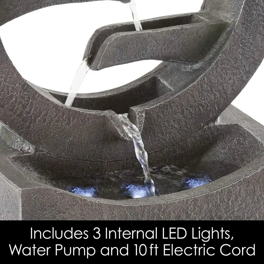 18.5" LED Decorative Water Fountain – Modern Indoor Outdoor Water Feature for Garden, Patio or Home Decor