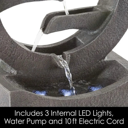 18.5" LED Decorative Water Fountain – Modern Indoor Outdoor Water Feature for Garden, Patio or Home Decor