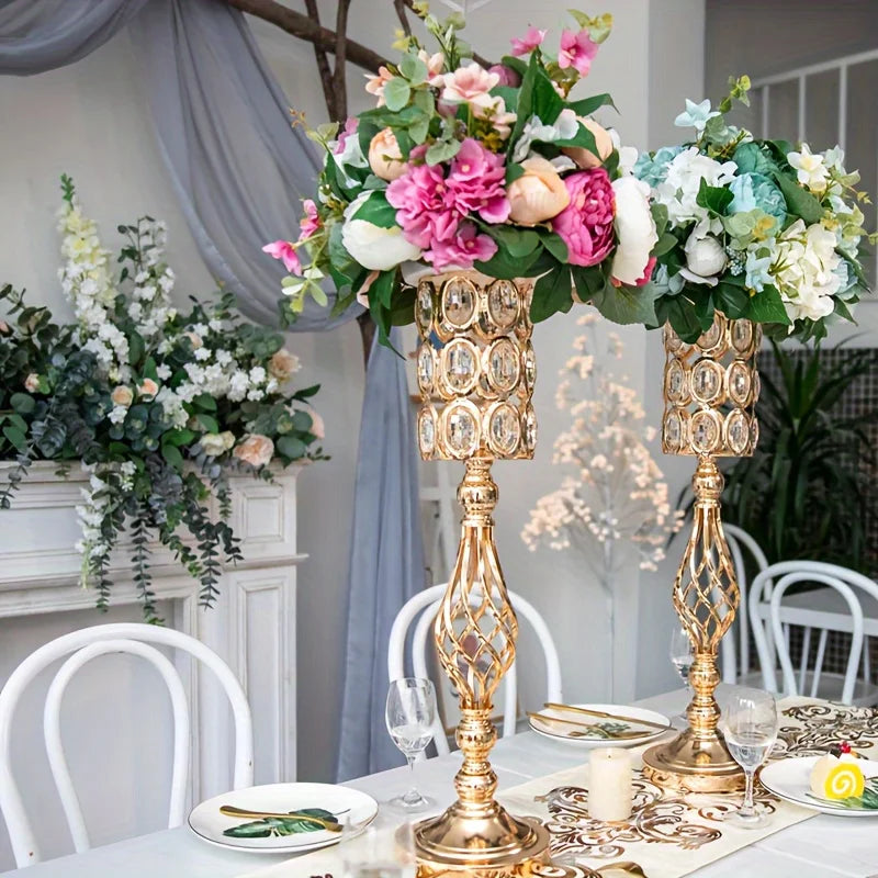 2/10 Piece Set 24in Gold Versatile Tall Flower Holders Centerpiece Flower Stands
