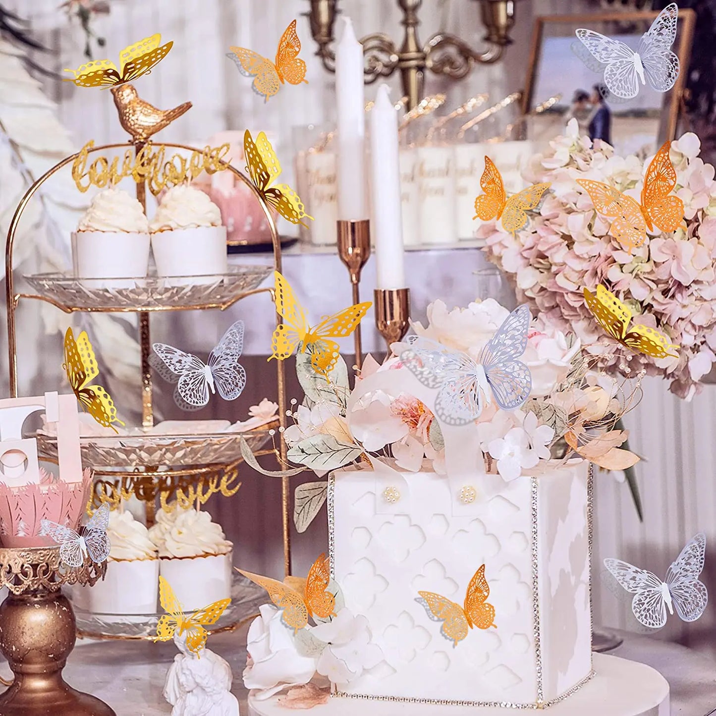 12 Piece 3D Butterfly Wall Decor Set – Gold Decorative Wall Stickers for Home and Room Decoration