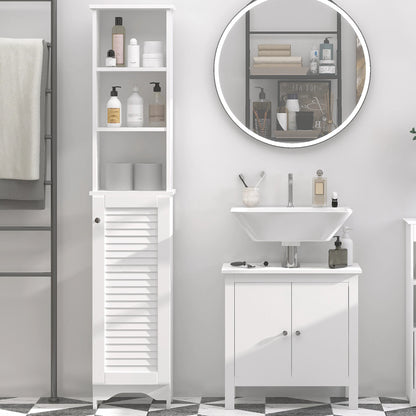 Freestanding Linen Tower with Open Shelves – Tall Bathroom Storage Cabinet for Towels and Essentials