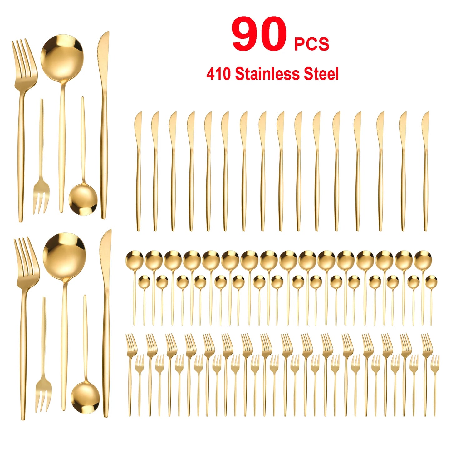 Gold Stainless Steel Tableware Set