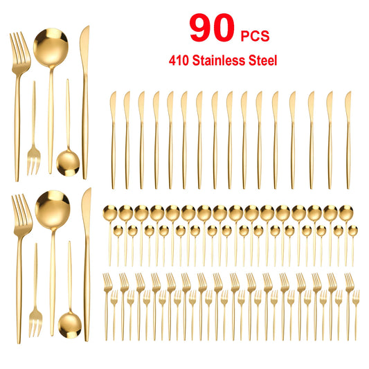 Gold Stainless Steel Tableware Set