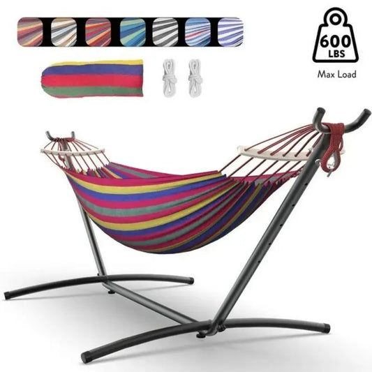 Hammock with Adjustable Stand – Heavy Duty 600lb Capacity Portable Hammock Bed with Storage Bag
