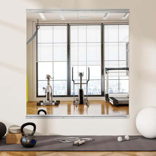 2-Piece 24" x 48" Frameless Home Gym Mirror – Full Length Wall Mounted Fitness Mirror for Workout, Yoga & Dance
