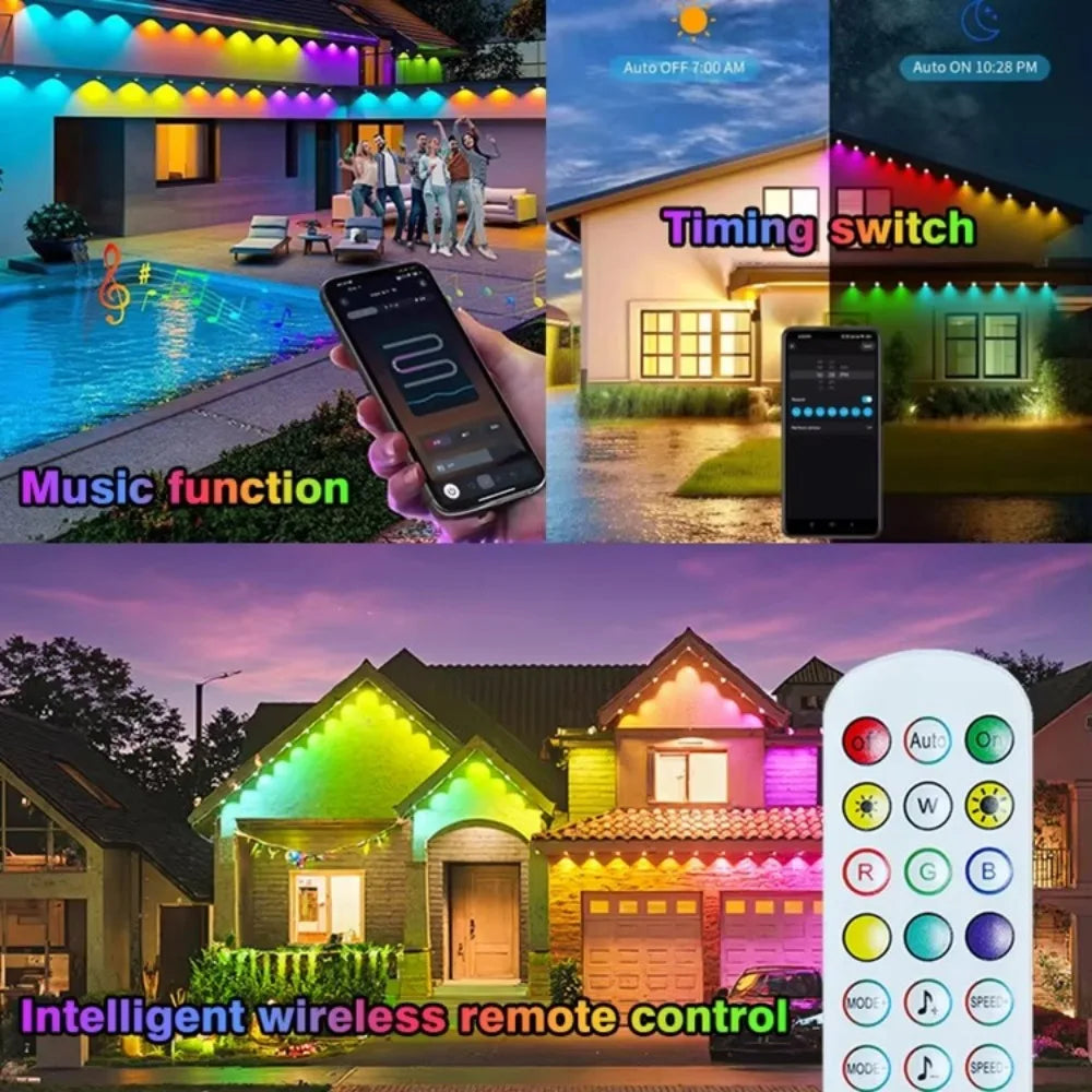Smart Permanent Outdoor Lights String IP67 Waterproof App Remote Control Music Sync