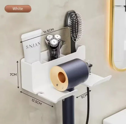Wall Mounted Hair Dryer Holder – No-Drill Bathroom Organizer & Space-Saving Blow Dryer Storage Rack