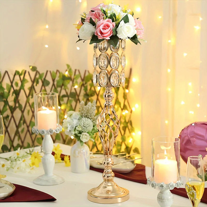 2/10 Piece Set 24in Gold Versatile Tall Flower Holders Centerpiece Flower Stands