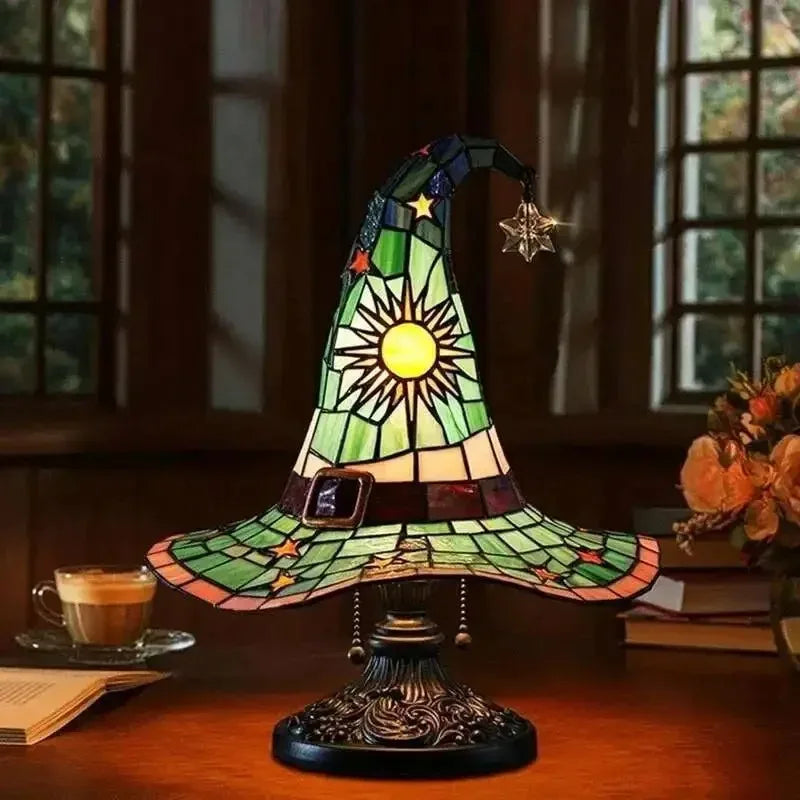 Autumn Witch Lamp Stained Glass
