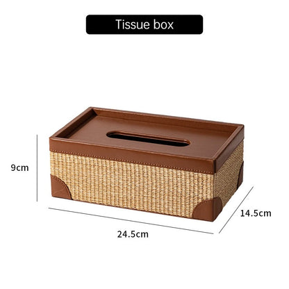 Palm Breeze Rattan Tissue Box & Organizer