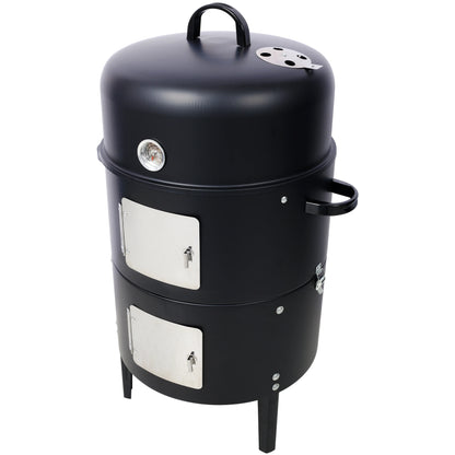 17" Steel Charcoal Smoker Grill – Heavy Duty Outdoor BBQ Cooker with Temperature Control and Dual Cooking Grates