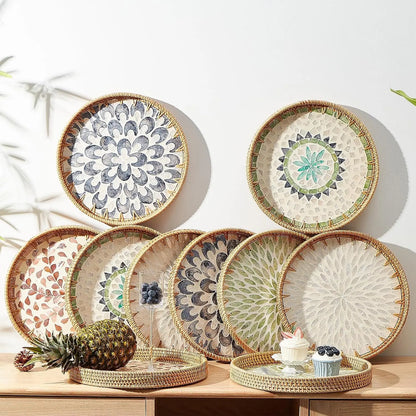 Coastal Pearl Rattan Serving Tray