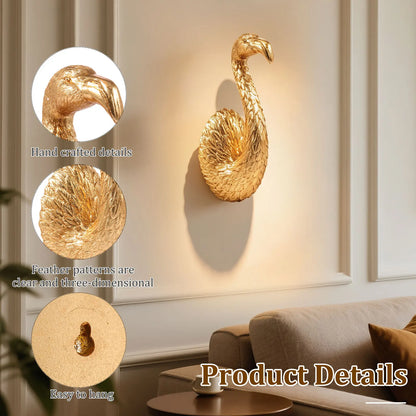 Golden Palm Flamingo Wall Sculpture