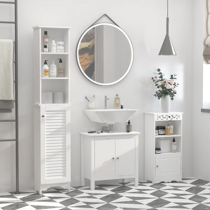Freestanding Linen Tower with Open Shelves – Tall Bathroom Storage Cabinet for Towels and Essentials