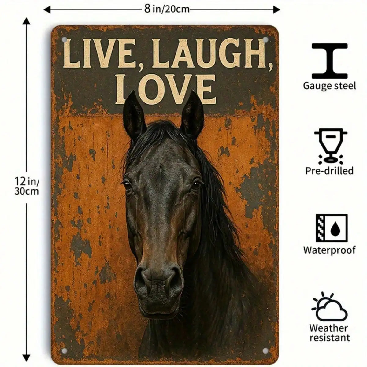 Tin Sign Live Laugh Love Vintage Wall Art 8x12 Inches