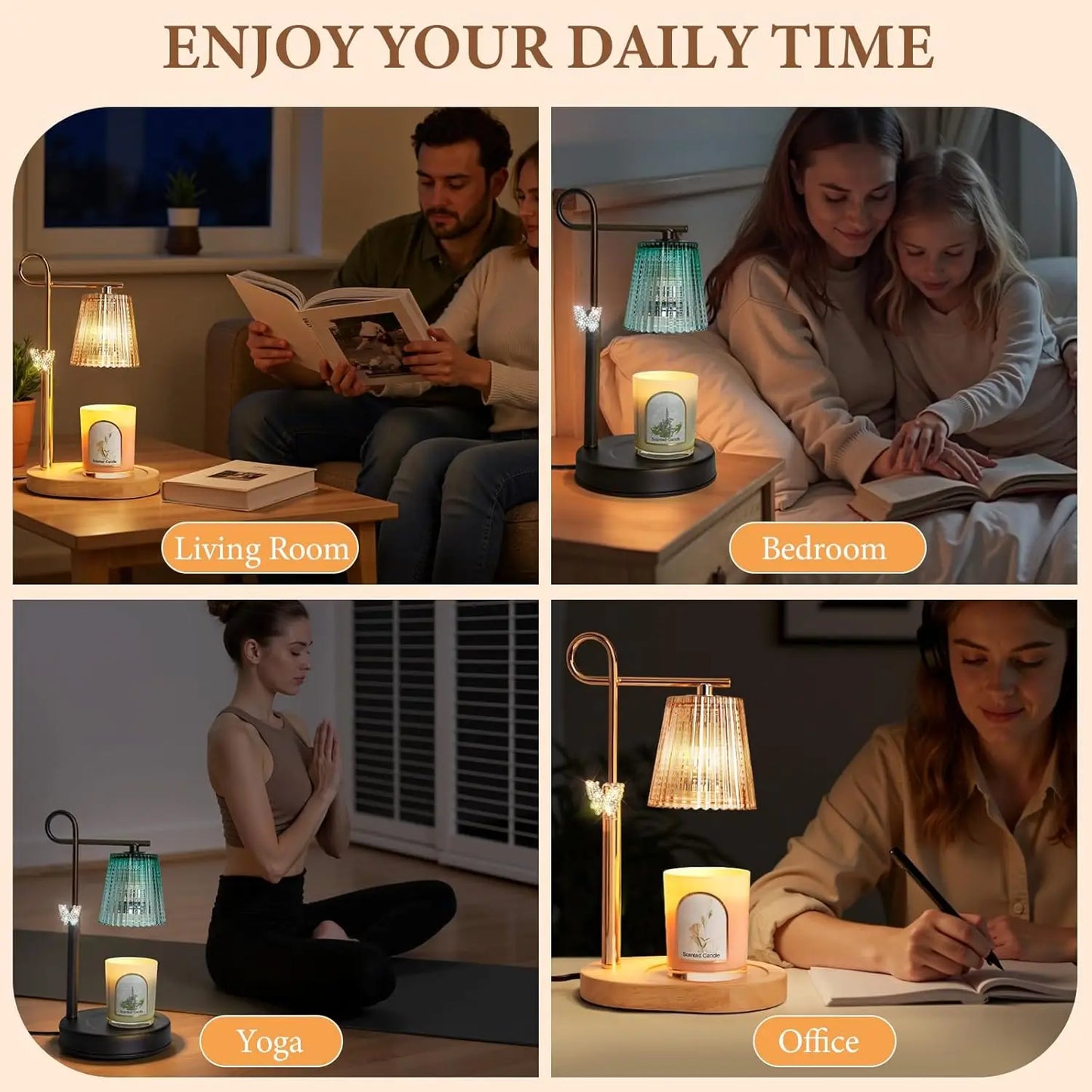 Timer Dimmer Candle Warmer Lamp with Adjustable Height Wax Melter for Home Decor and Gifts
