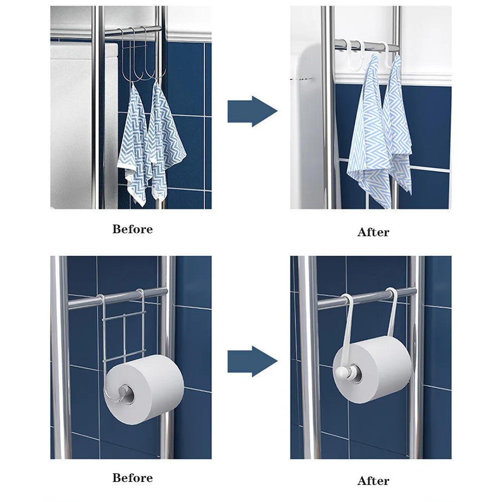 Over Toilet Organizer Rack Towel Hooks