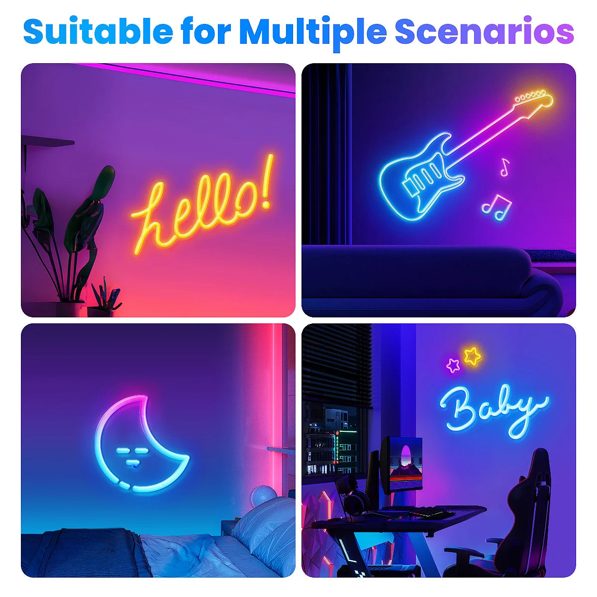 LED Rope Lights Flexible Strip Remote APP