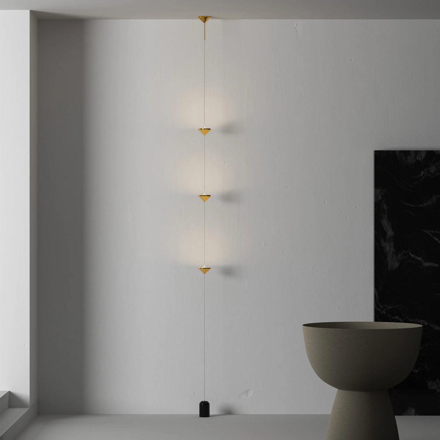 Gold Floor To Ceiling Flexible Linear Lamp