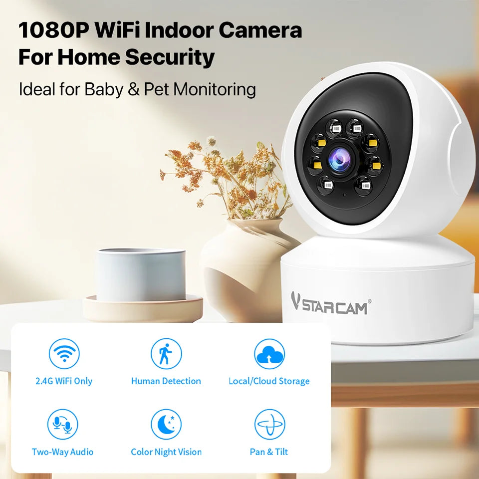 Indoor Security Camera 360° Coverage 2-Way Audio