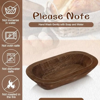 20 Piece Wooden Dough Bowl Set – Rustic Hand Carved Farmhouse Bowls for DIY Crafts, Decor and Centerpieces