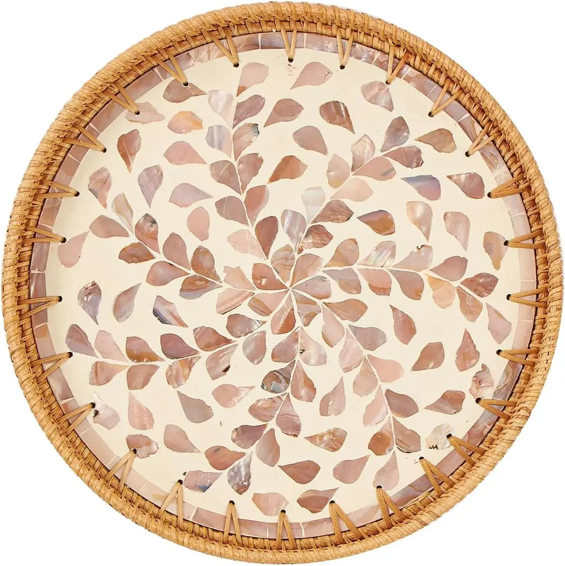 Coastal Pearl Rattan Serving Tray