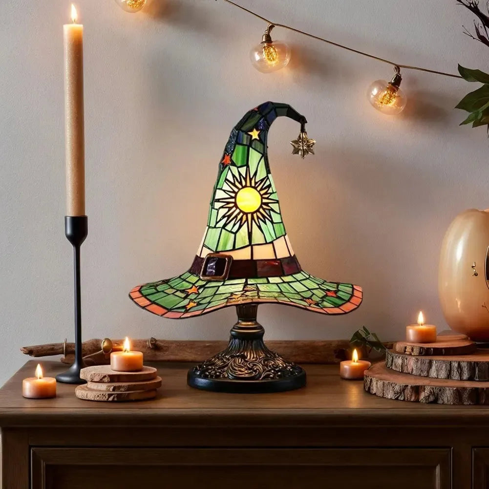 Autumn Witch Lamp Stained Glass